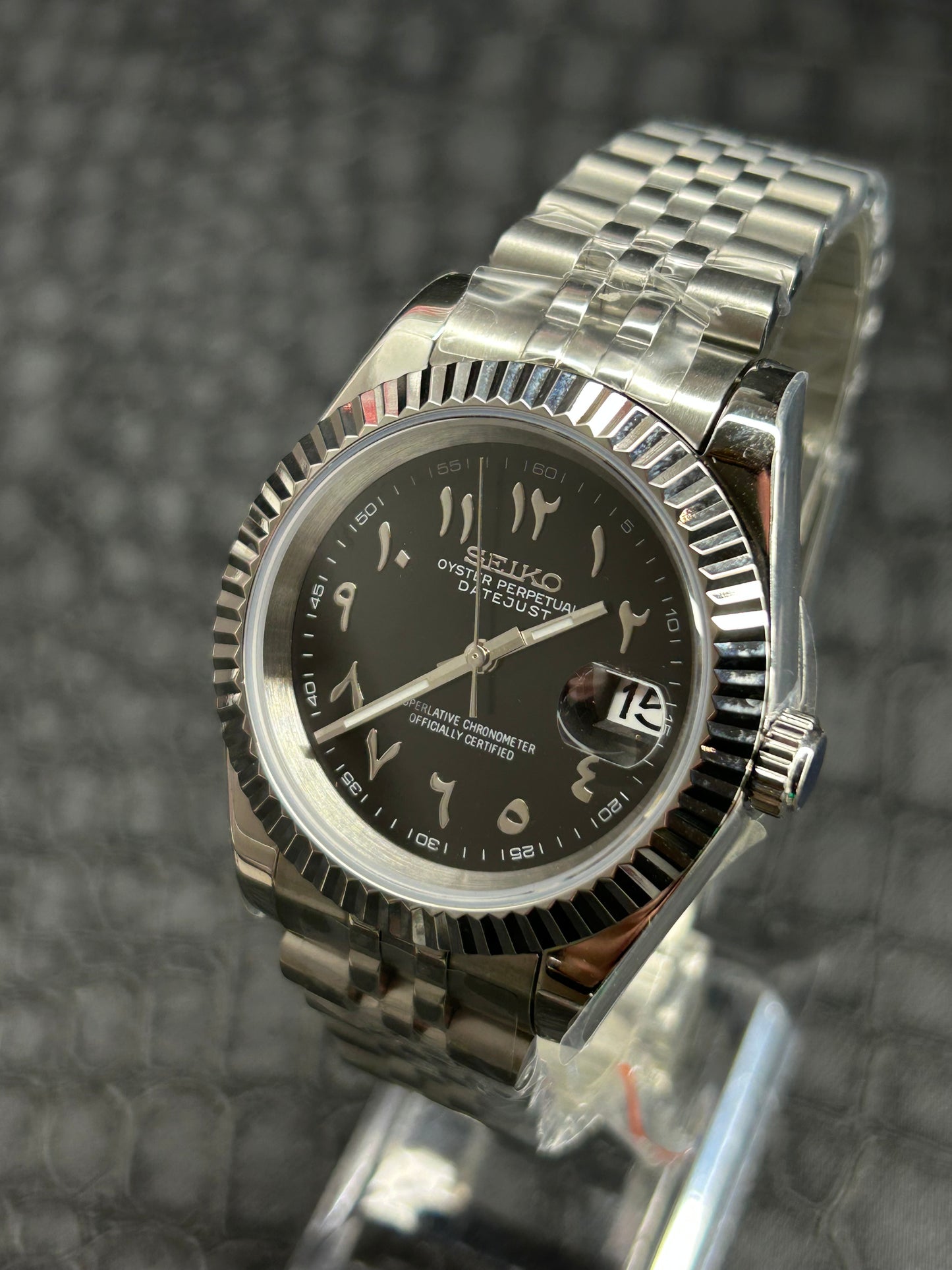 Seikojust mod black Arabic dial 40mm