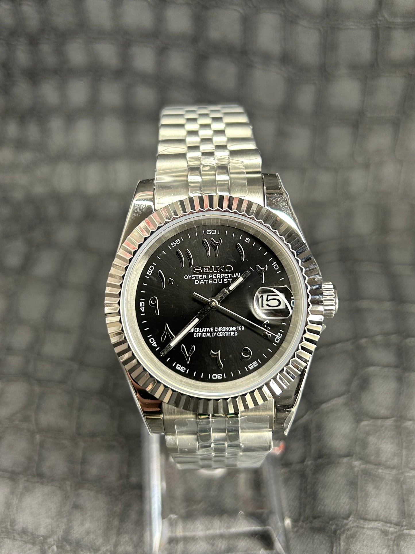 Seikojust mod black Arabic dial 40mm