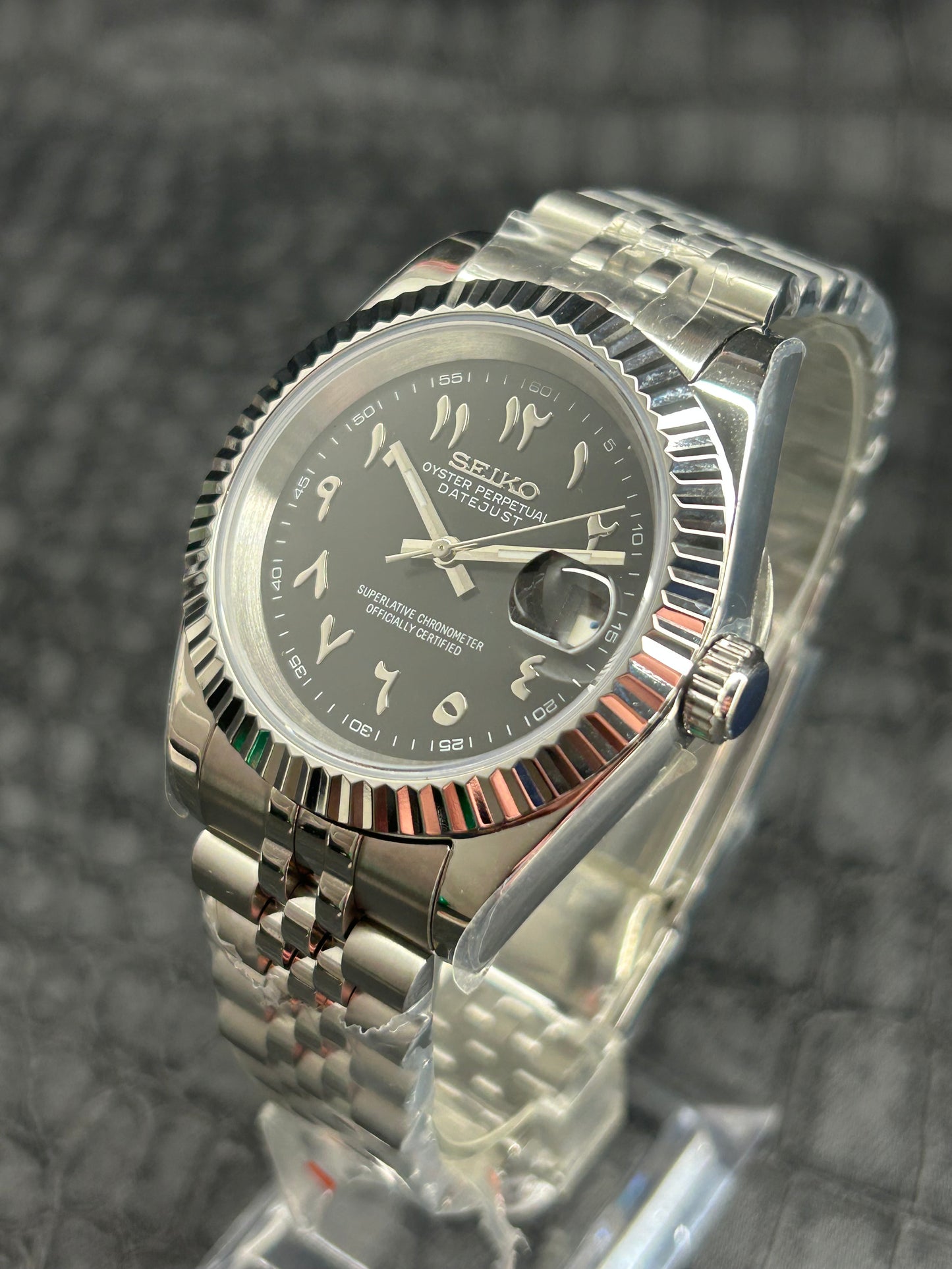 Seikojust mod black Arabic dial 40mm