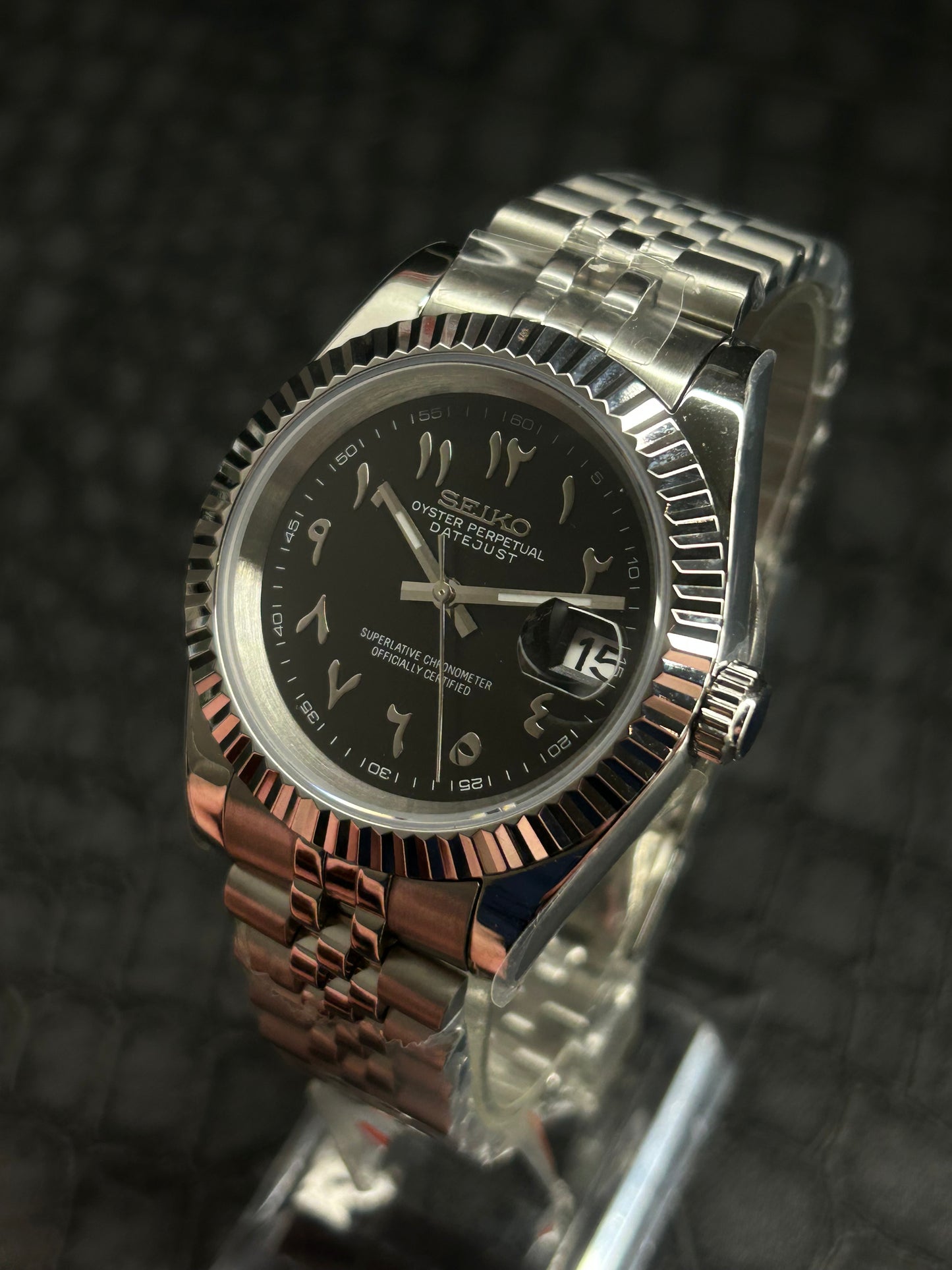 Seikojust mod black Arabic dial 40mm