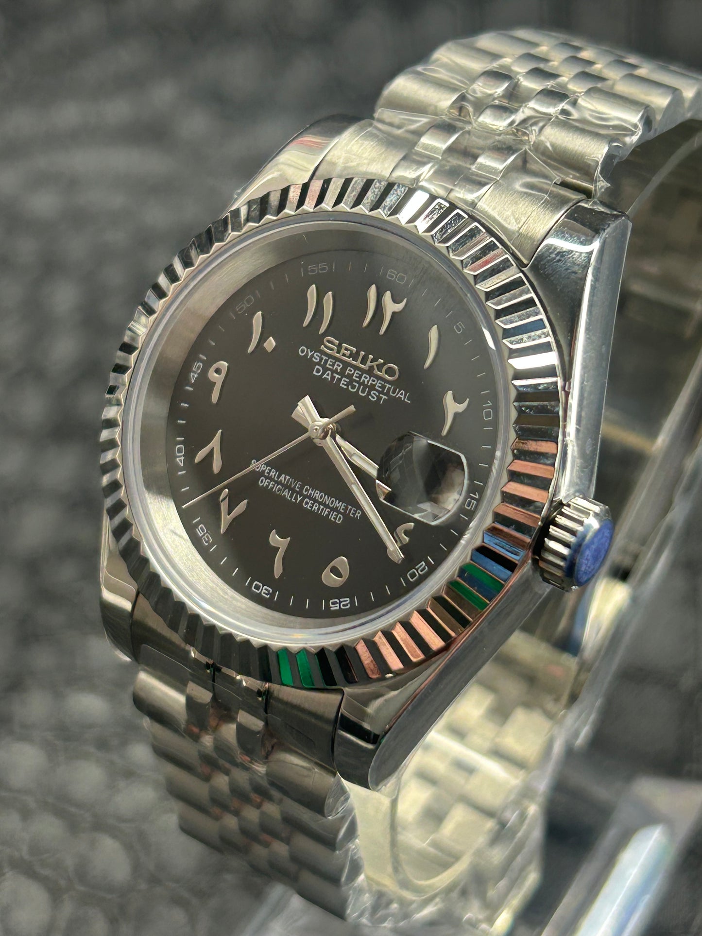 Seikojust mod black Arabic dial 40mm