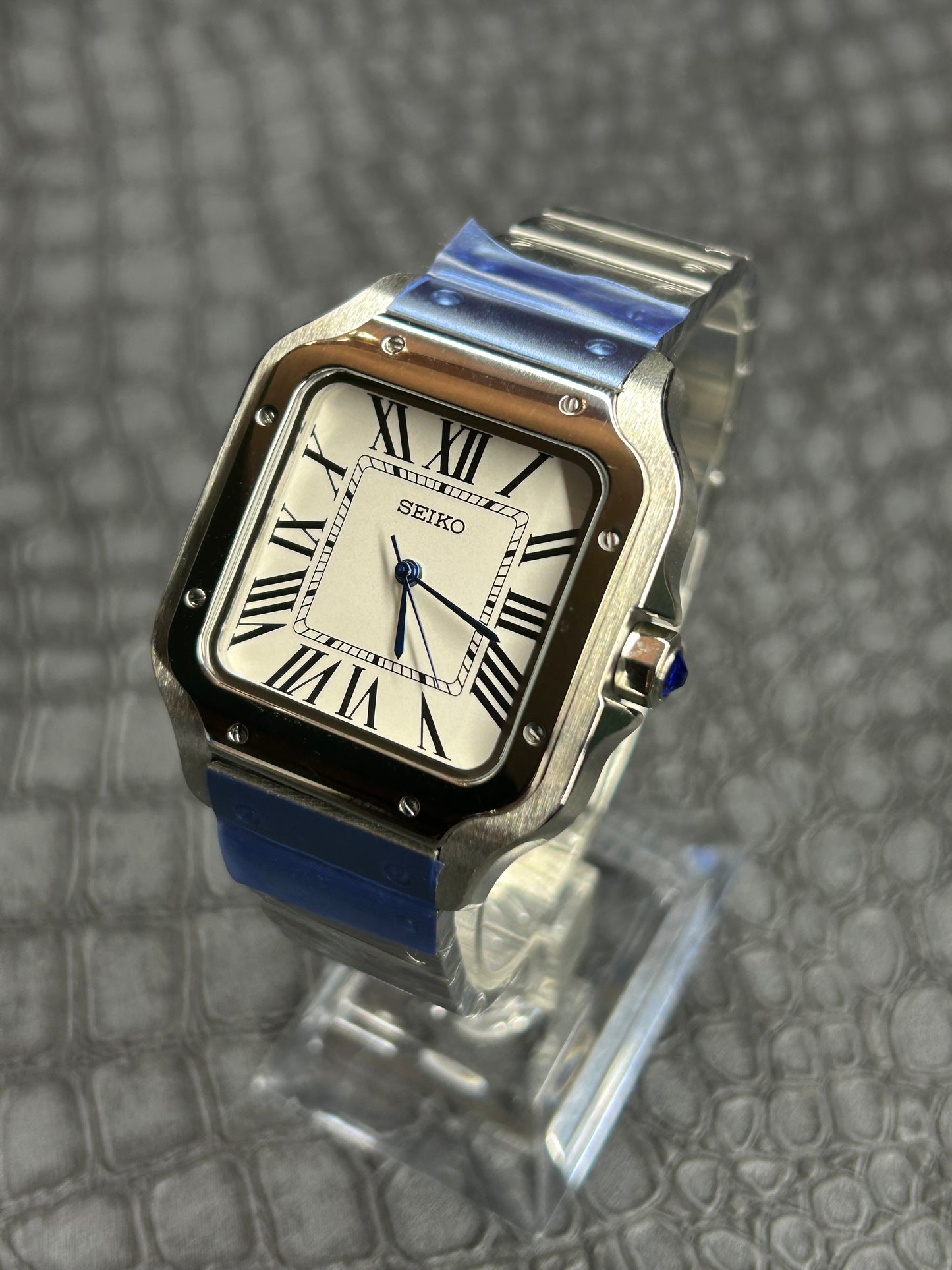 Seiko mod Santos Custom Mod Stainless steel Butterfly clasp