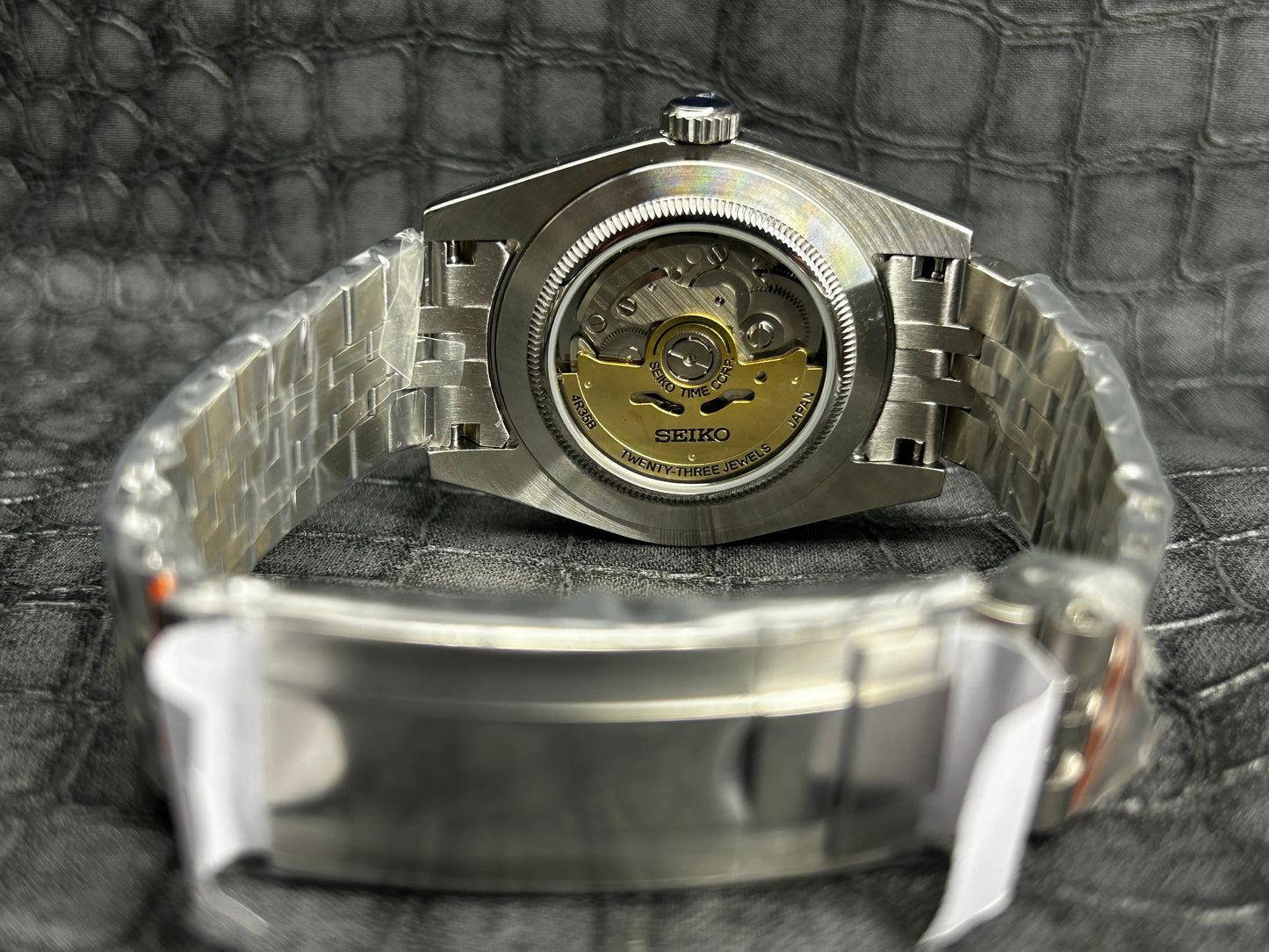 Seiko mod blue light blue turquoise Arabic Custom Dial Watch