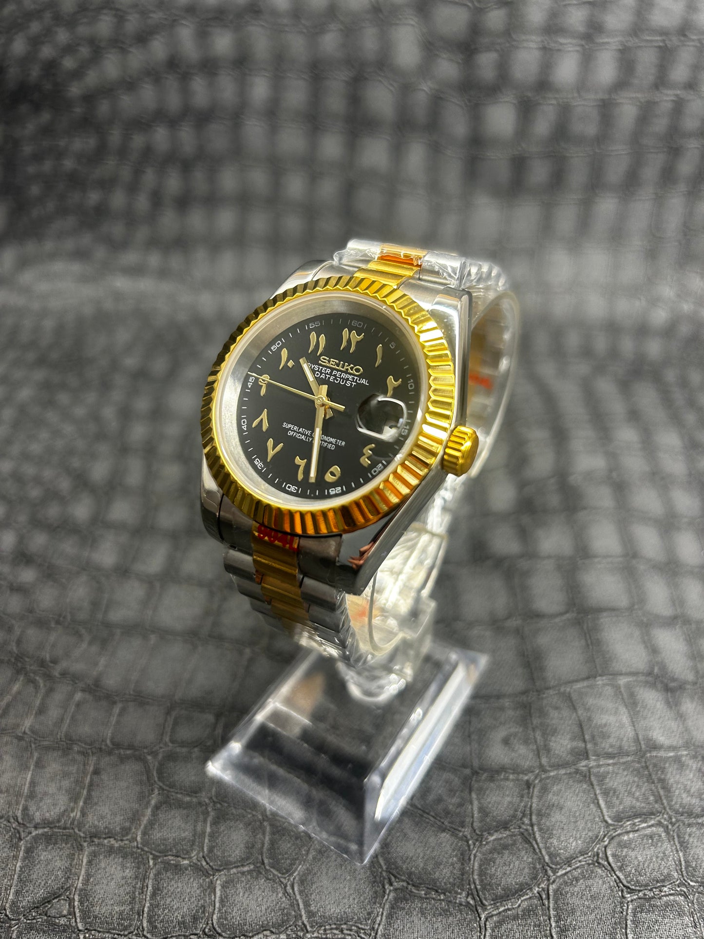 Seiko mod 2Tone gold and stainless steel Arabic dial