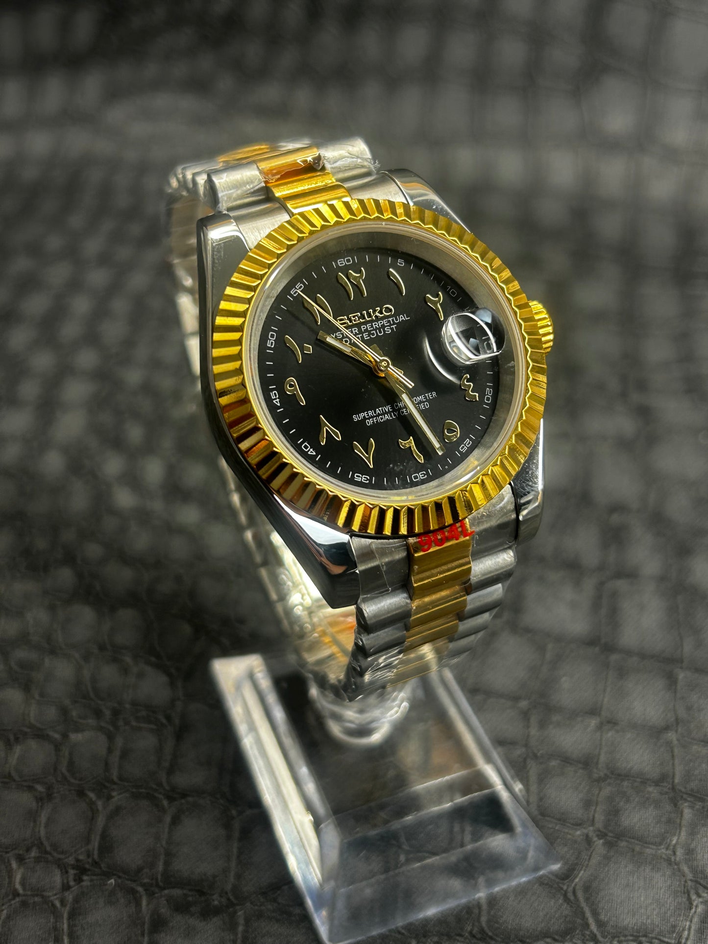 Seiko mod 2Tone gold and stainless steel Arabic dial