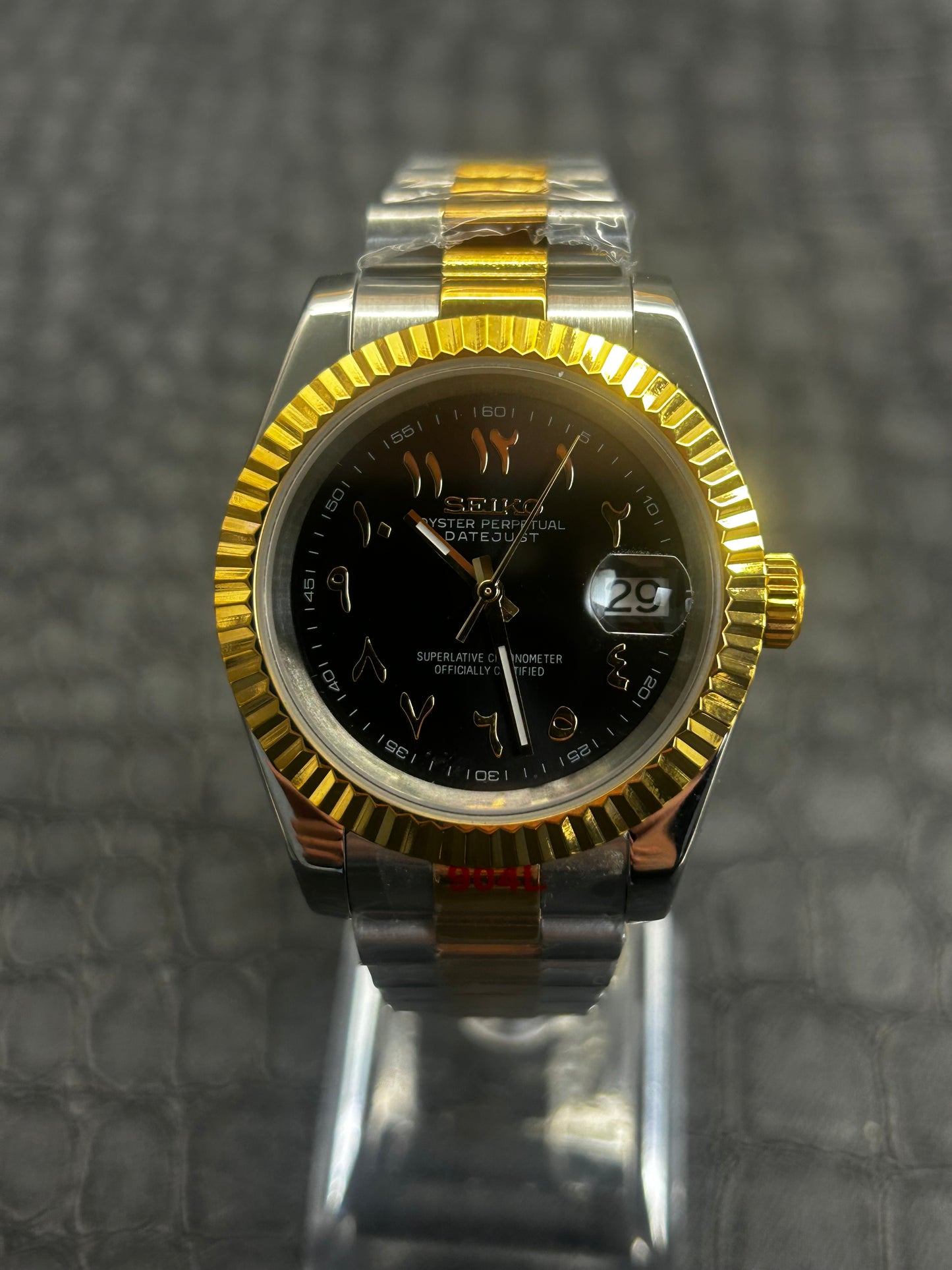Seiko mod 2Tone gold and stainless steel Arabic dial