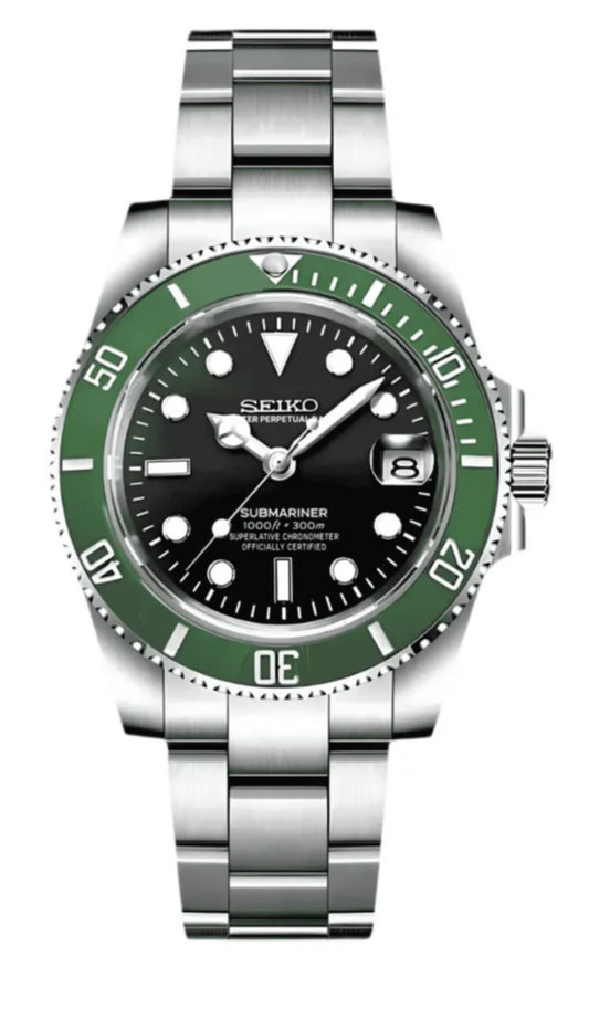 SEIKOMARINER mod Starbucks Green And Black Oyster Mod Watch