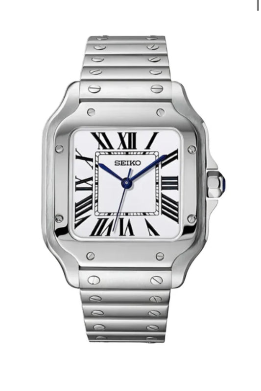 Seiko mod Santos Custom Mod Stainless steel Butterfly clasp