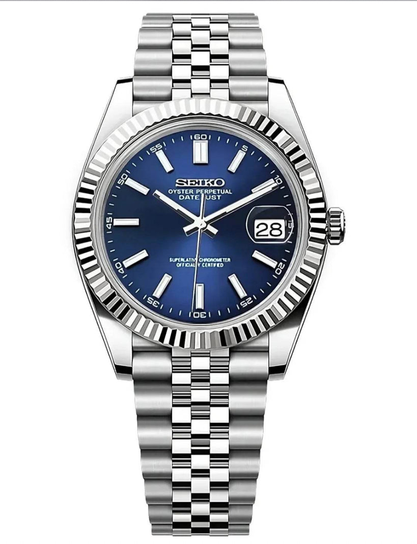 Seikojust blue jubilee stainless watch