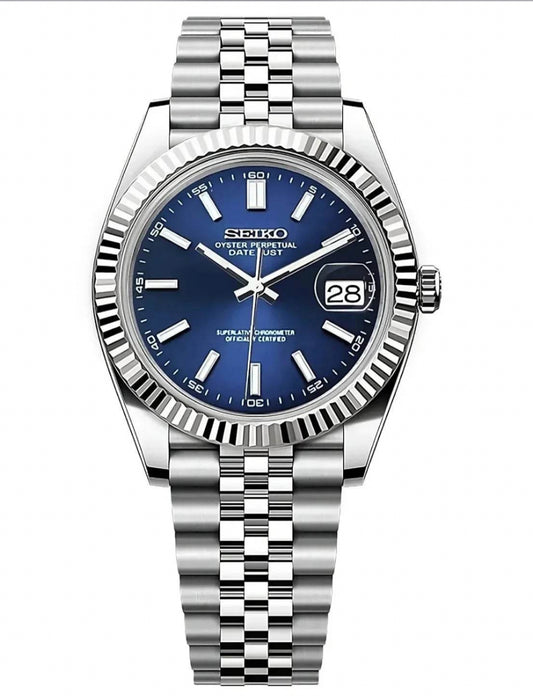 Seikojust blue jubilee stainless watch