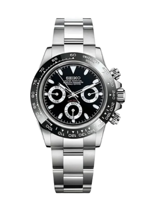 Seiktona blackout rubber stainless steel watch