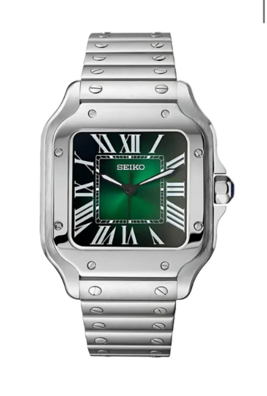Seikosanto Green holographic Roman stainless watch
