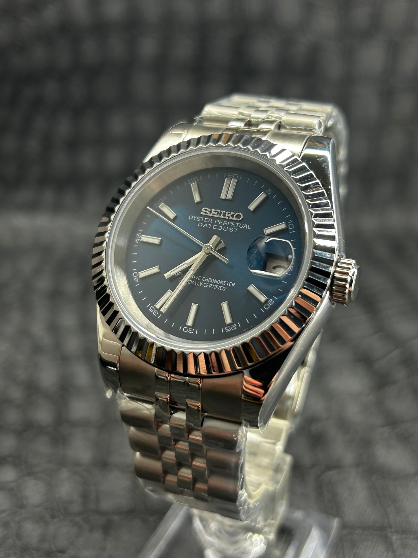 Seikojust blue jubilee stainless watch