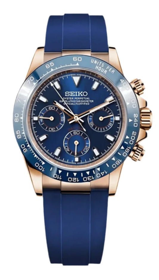 Seiktona blue and rose oyster flex watch