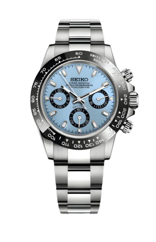 Seiktona blue turquoise 2Tone stainless steel megaquartz watch