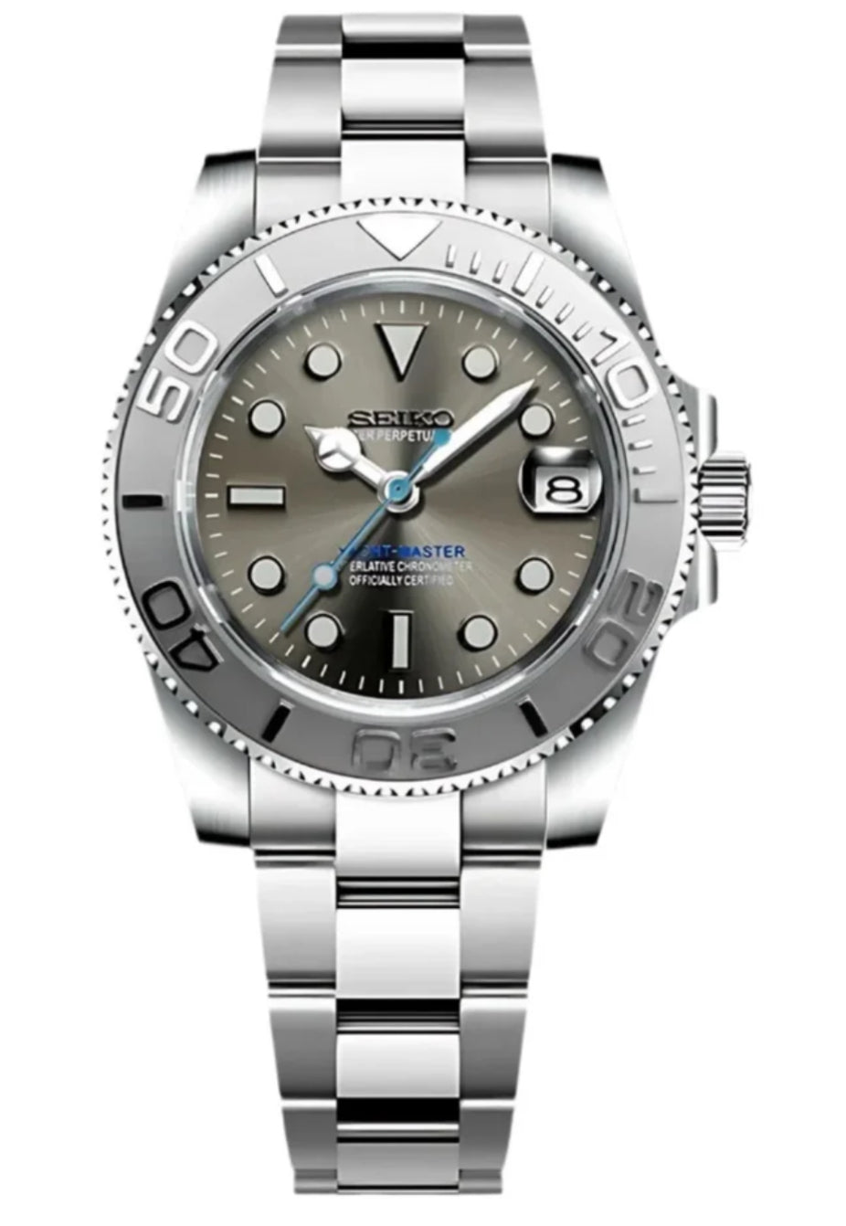 Seikoyatch mod rhodium 2Tone blue watch