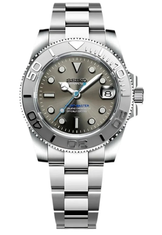 Seikoyatch mod rhodium 2Tone blue watch