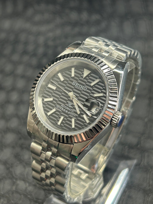 SeikoJust mod Black Waffle Dial 40mm