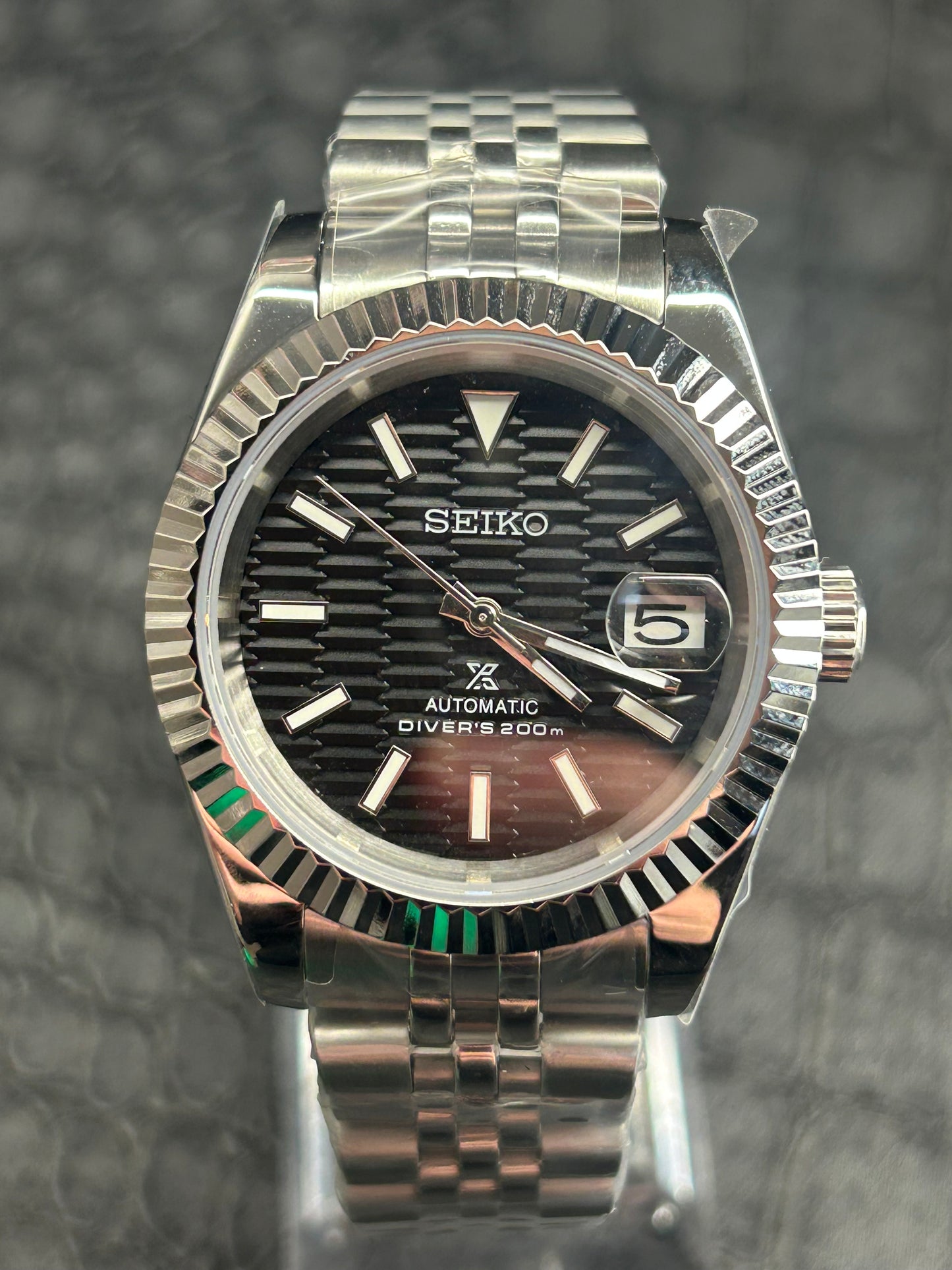 SeikoJust mod Black Waffle Dial 40mm