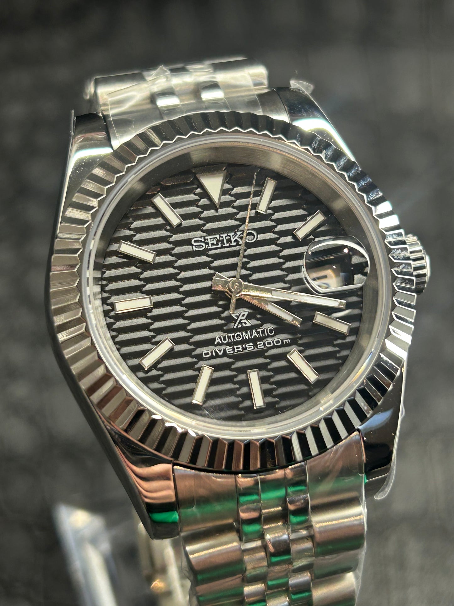 SeikoJust mod Black Waffle Dial 40mm