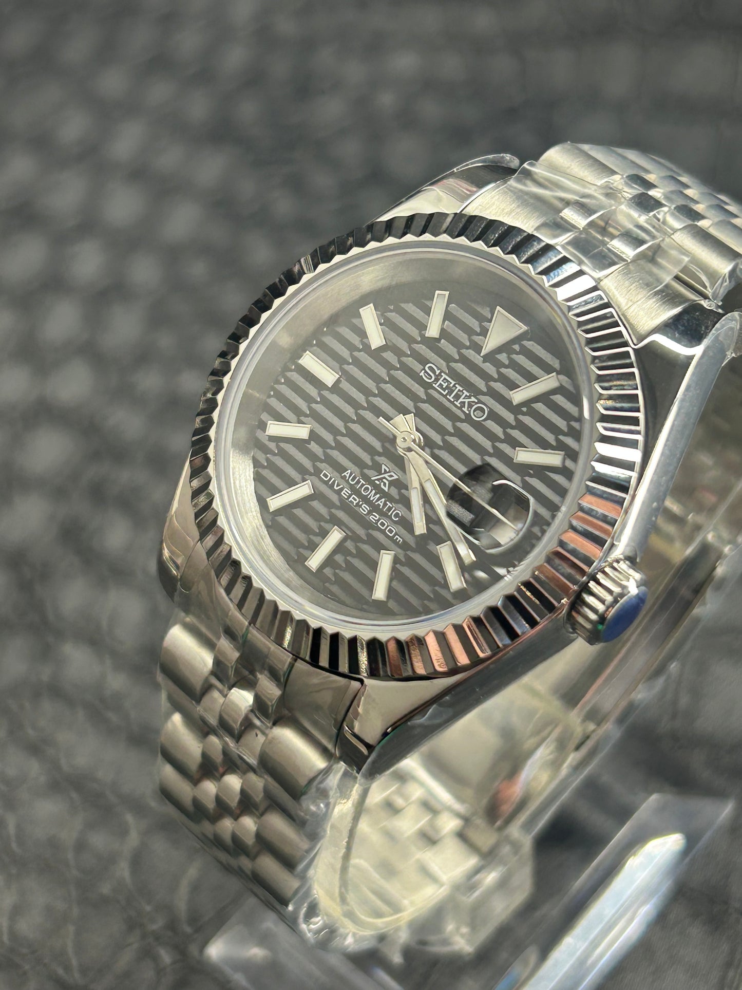 SeikoJust mod Black Waffle Dial 40mm