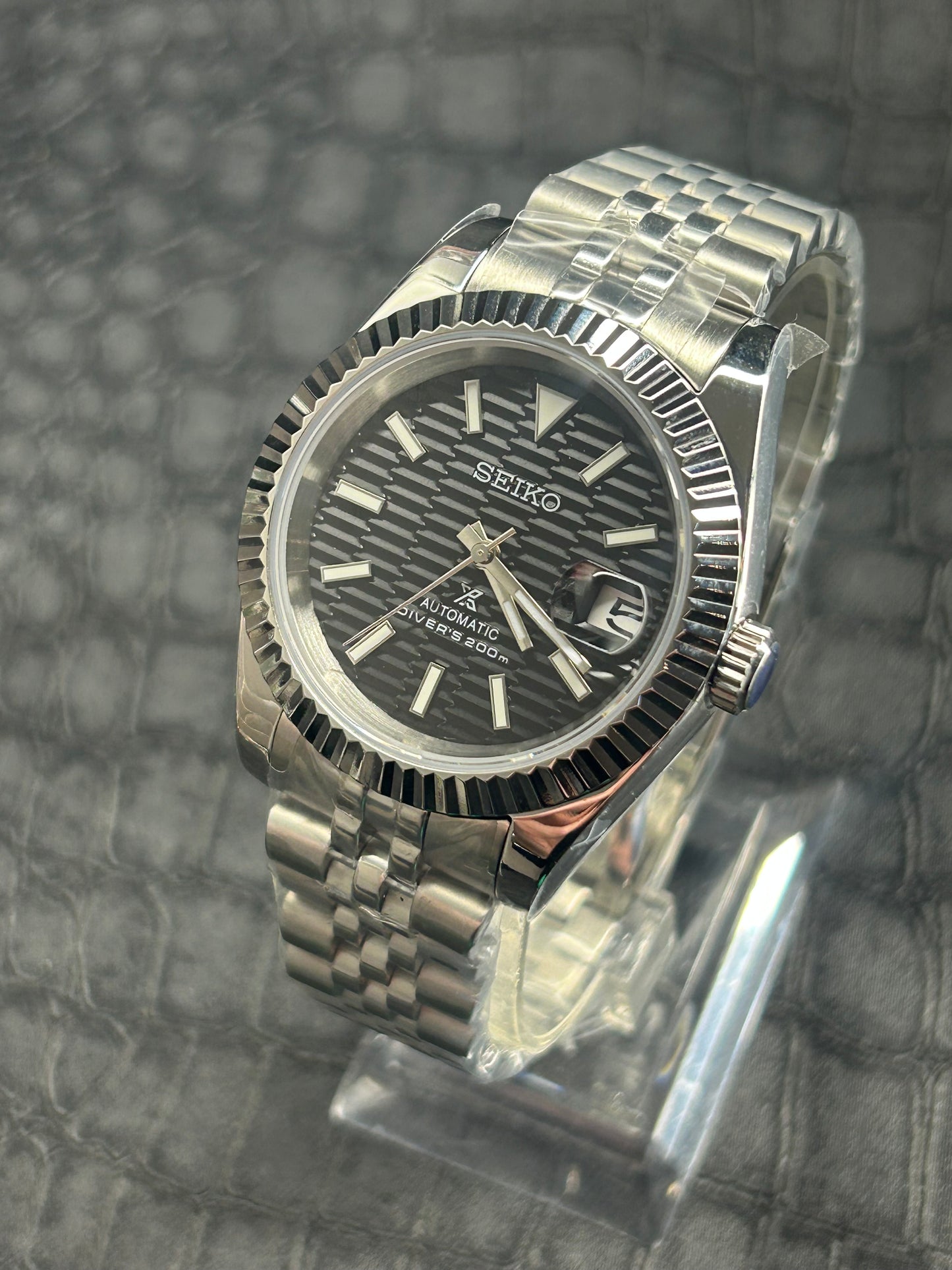 SeikoJust mod Black Waffle Dial 40mm
