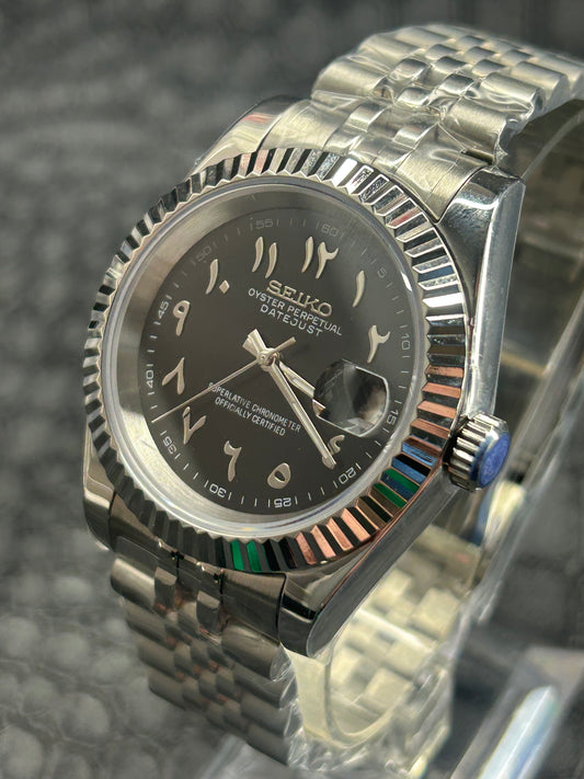 Seikojust mod black Arabic dial 40mm