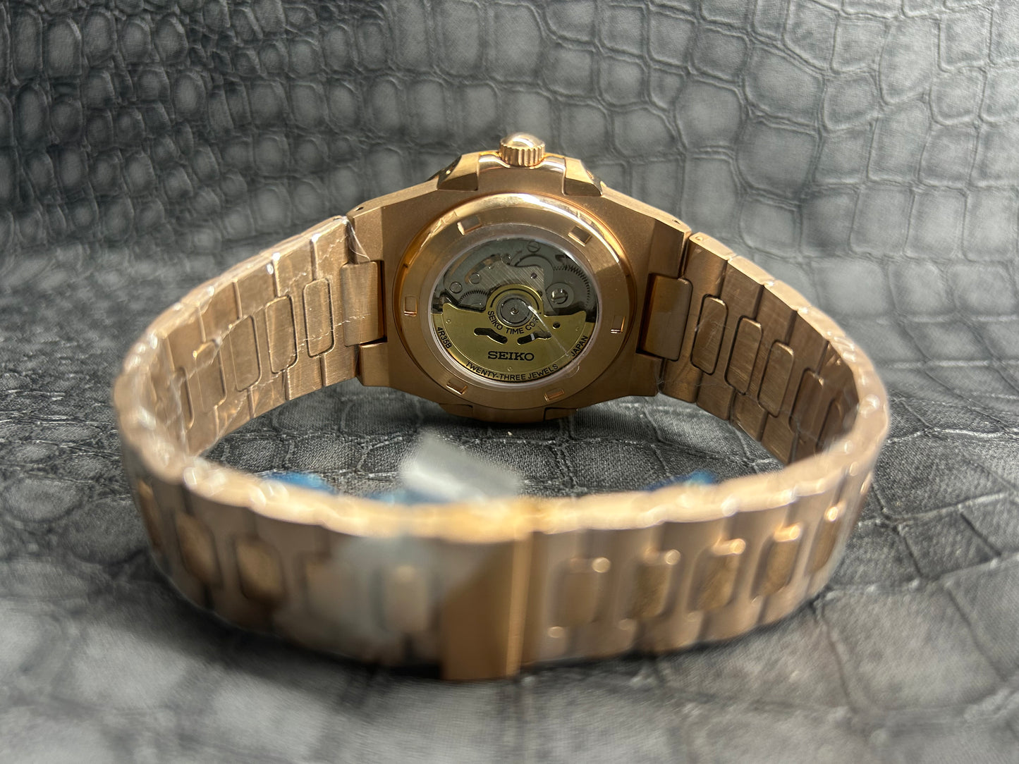 Seiko mod Nautiko Rose Gold Open Heart Chocolate Dial