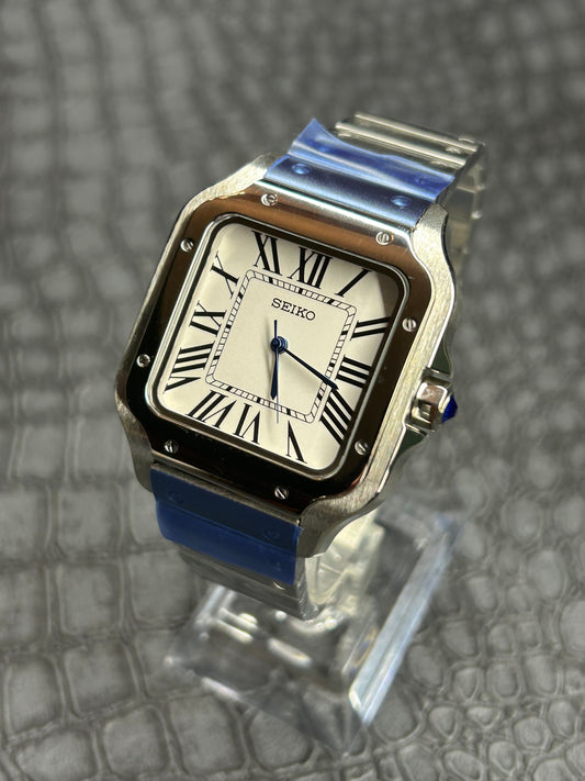 Seiko mod Santos Custom Mod Stainless steel Butterfly clasp