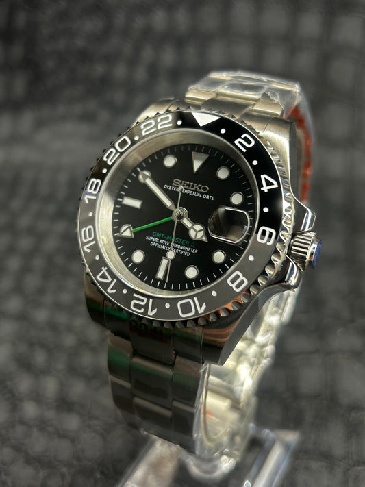Seiko Mod Bruce Wayne GMT Oyster Open Back