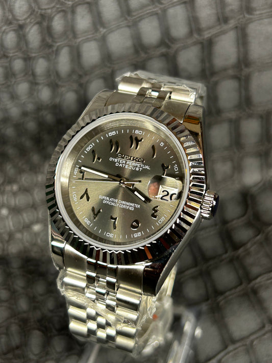 Seiko mod Holographic Grey Arabic Dial Seikojust jubilee