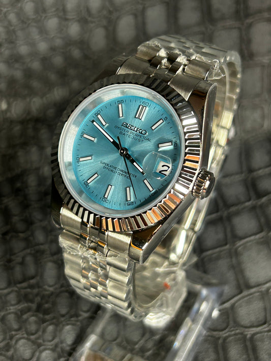 Seiko mod turquoise dial oyster perpetual seikojust custom jubilee watch